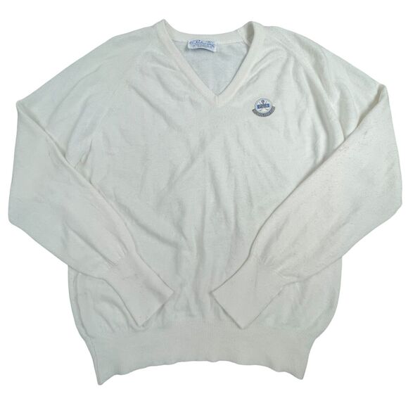 VTG 80s Pickering White Golf Sweater Sz XL PGA National Golf Club Crest Comfort - Picture 1 of 6